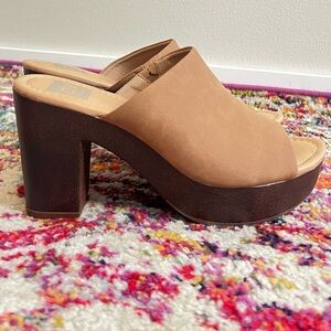 Groovy Tan Platform Mules